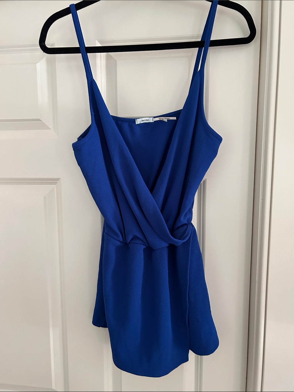 Blue Draped Spaghetti Strap Women’s Romper